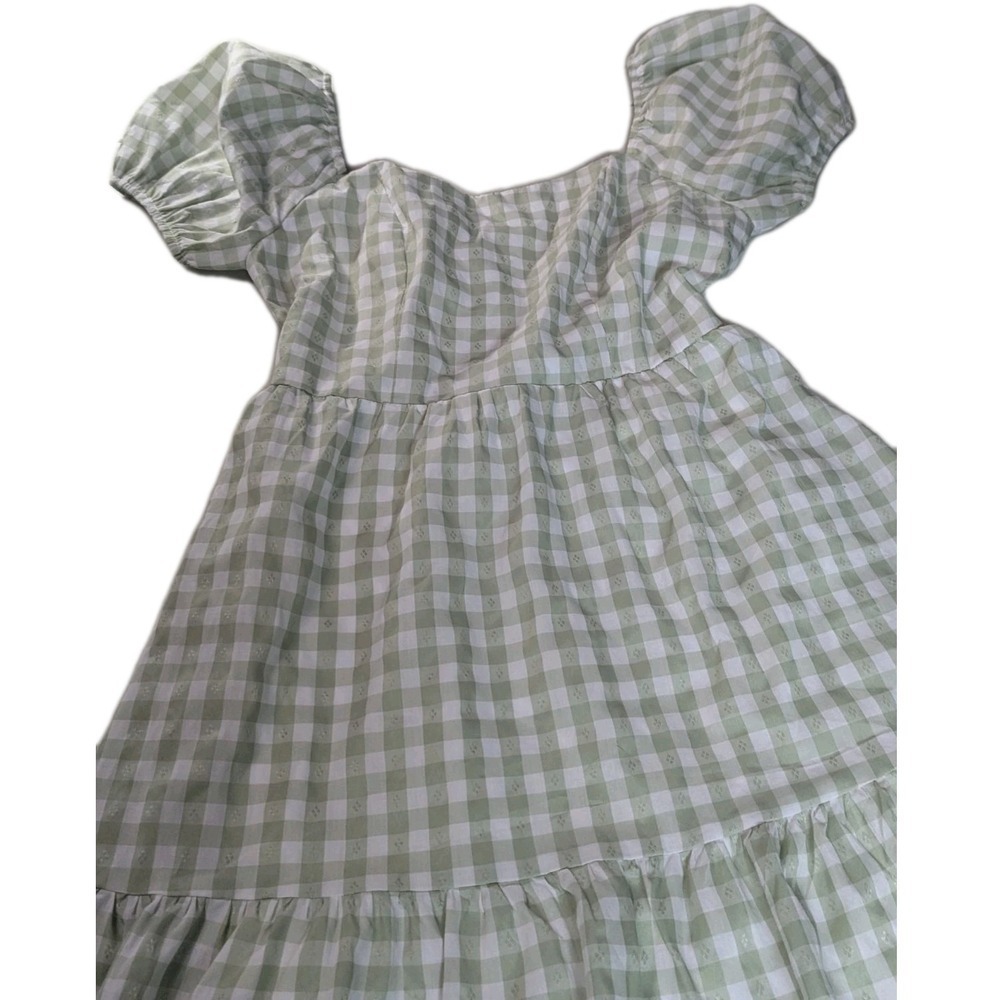 Lily Rose Sage Green Gingham Puff Sleeve Tie-Back Dress – Women's XS - Picture 13 of 16